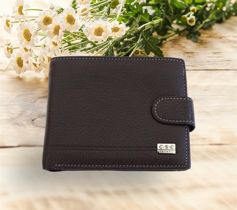 Premium Unisex Tri-fold ID Wallet in Exquisite Pebble Embossed Genuine Leather #2006