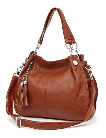 A1017 Pebble Embossed Genuine Leather Tassels Cross-body Shoulder Tote Purse SALE