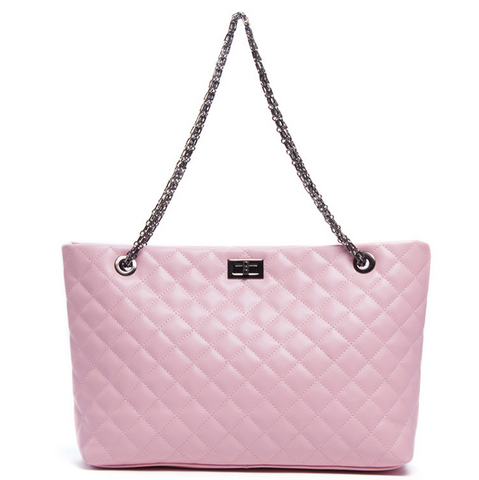 A1045 Classy Checker Genuine Leather Shopping Shoulder Tote Designer Inspired Clearance