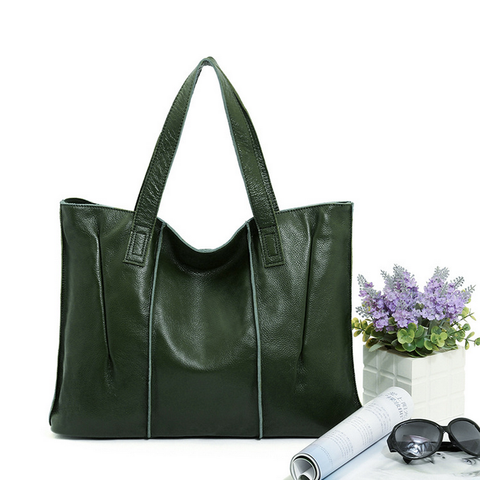 A1046 Classy Soft Pebble Embossed Genuine Leather Shoulder Shopping Tote Clearance
