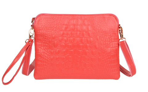 A4009 Classy Alligator Embossed Genuine Leather Cross-body Envelop Clutch Purse SALE