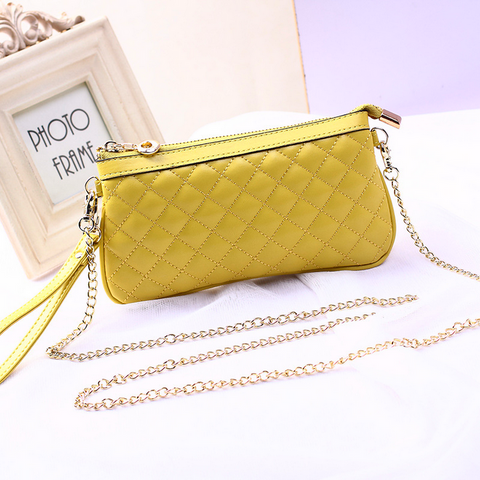 A4036 Small Fancy Checker Pattern Genuine Leather Cross-body Clutch Purse Clearance