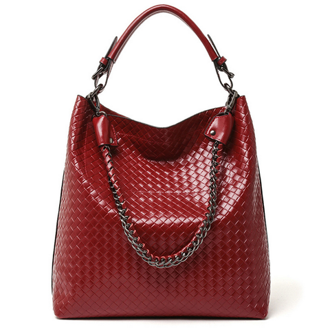 A5047 2-in-1 Braided Embossed Genuine Leather Shoulder Cross-body Hobo Bucket Purse SALE