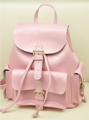 A8002 Stylish Belt Buckle Genuine Leather Backpack SALE