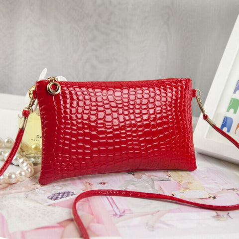 C2007 Classy Alligator Embossed Patent Faux Leather Cross-body Shopping Cell Phone Cosmetics Handbag SALE