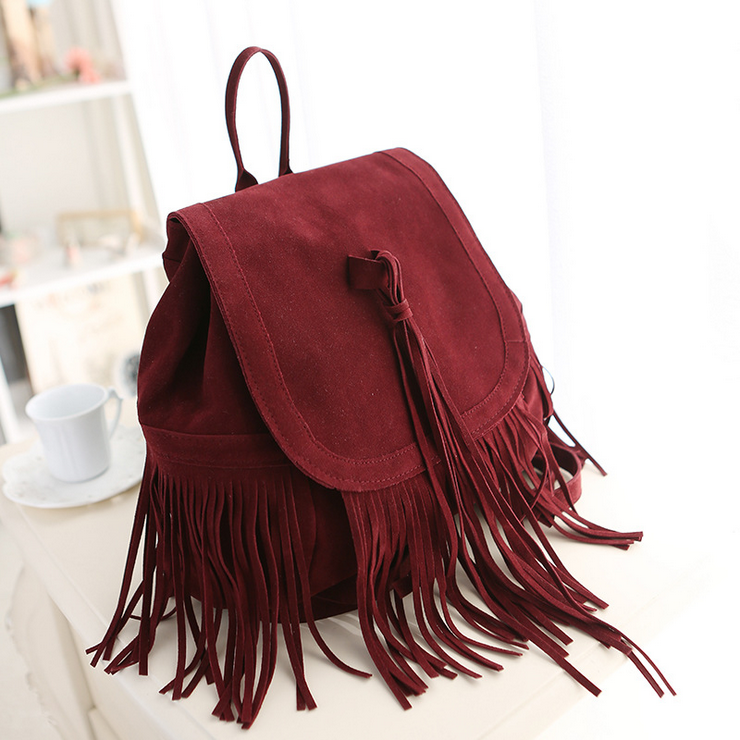 C8002 Large Faux Suede Fringe Tassels Backpack SALE.