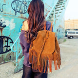 C8002 Large Faux Suede Fringe Tassels Backpack SALE.