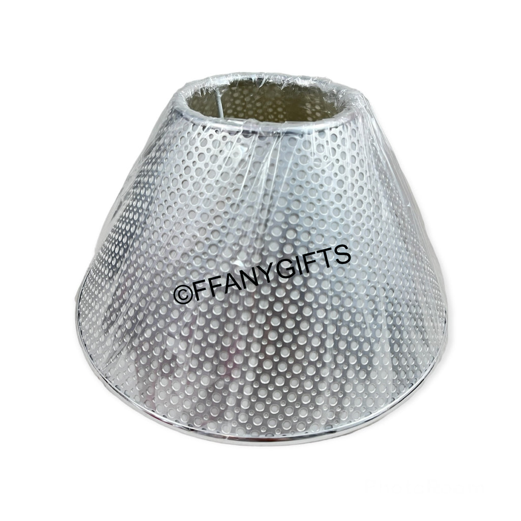 Classy Modern Chic Silver Chrome Edge  Desk Table Lamp Shade 9.75"W x 5.5"H