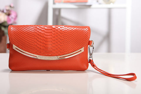 A4026 Classy Python Embossed Genuine Leather Cross-body Clutch Purse Clearance