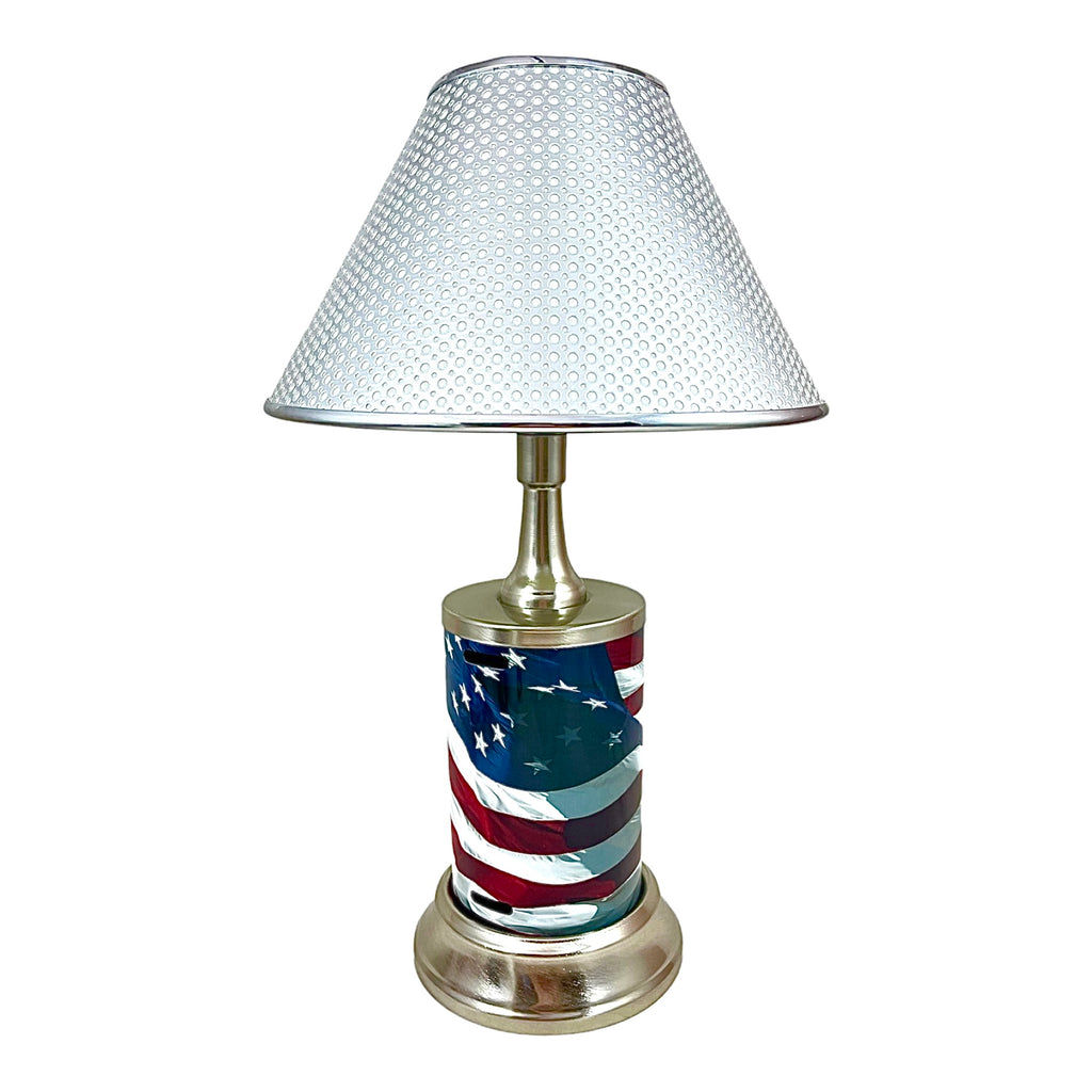 Full American Flag Airbrush Metal License Plate Collectible Table / Desk Lamp
