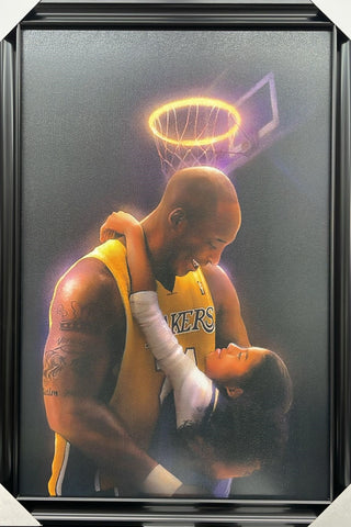 R.I.P. Kobe Bryant & Daughter Gigi 24x36 Handmade Framed Poster