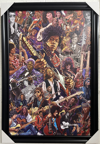 Legendary Guitarists - 24"x36" Handmade Framed Poster