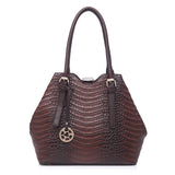 79083 Alligator Embossed Faux Leather Rhinestone Clutch Cross-body Shoulder Tote Purse Clearance.