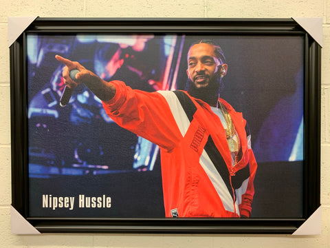 Nipsey Hussle - In Red Puma Jacket 24x36 Handmade Framed Print Wall Art Photo Poster Best Gift