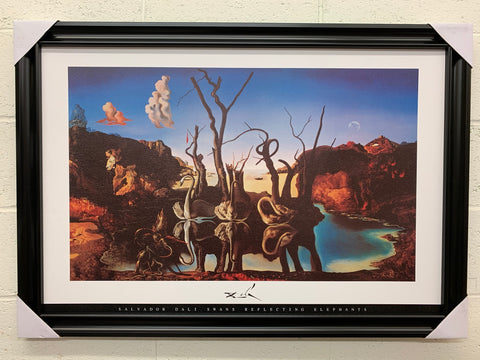 24"x36" Salvador Dali - Swans Reflecting Elephants