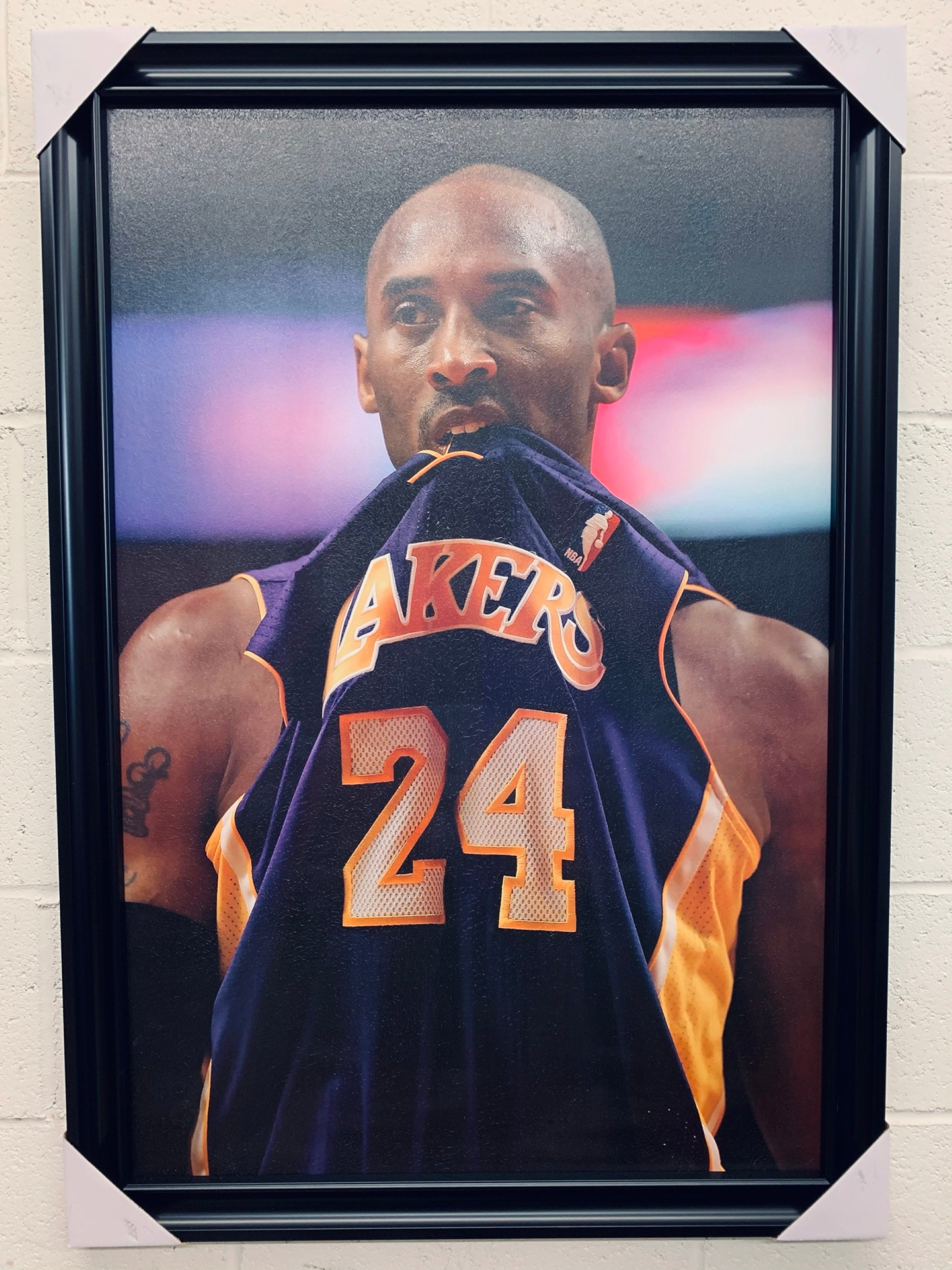 Kobe Bryant - Chewing Jersey 24x36 Handmade Framed Poster
