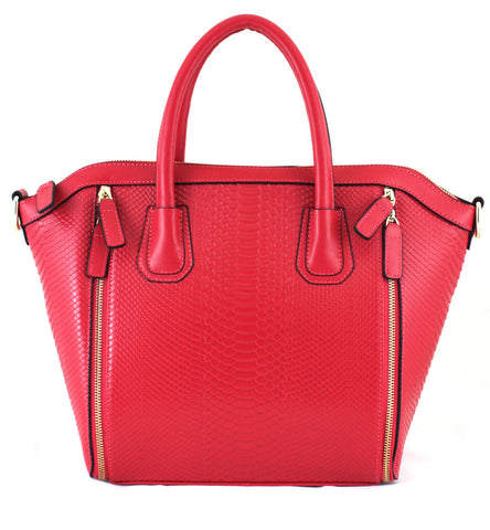 A1016 Chic Expandable Python Embossed Genuine Leather Cross-body Shopping Tote SALE