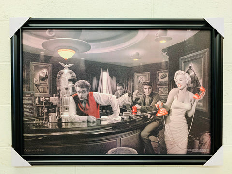 24"x36" Java Dreams (James Dean, Humphrey Bogart, Elvis Presley, Marilyn Monroe) By Chris Consani