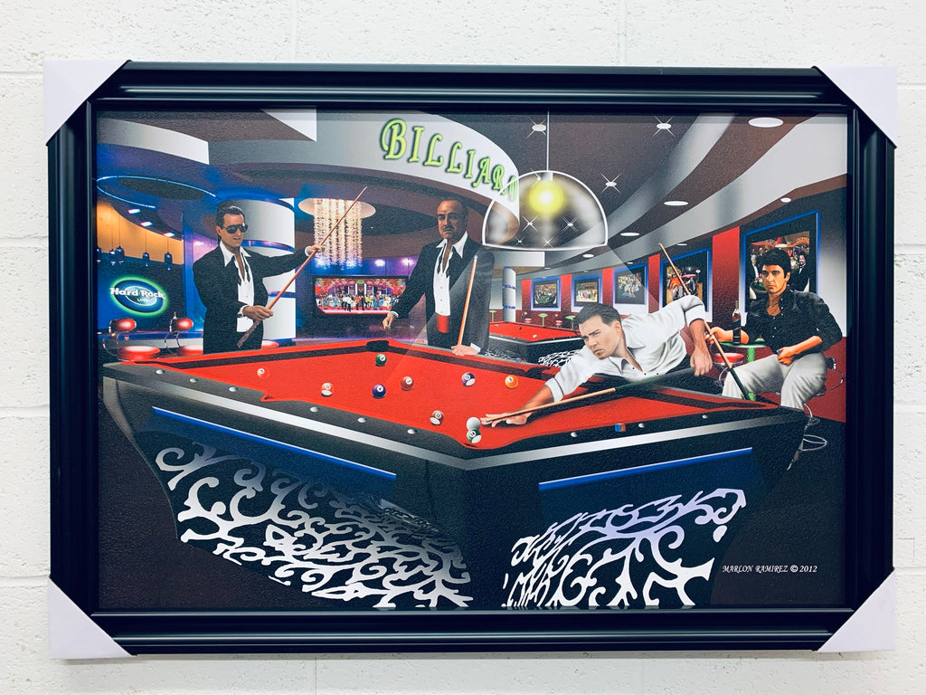 24"x36" Pool Game (Robert de Niro, Marlon Brando, Johnny Depp, Al Pacino) By Marlon Ramirez 2012.