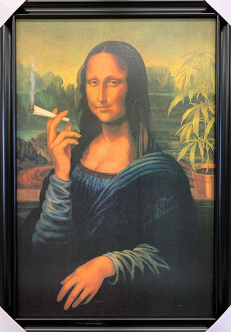 Mona Lisa - Smoking - 24x36 Handmade Framed Print Wall Art Photo Poster Best Gift