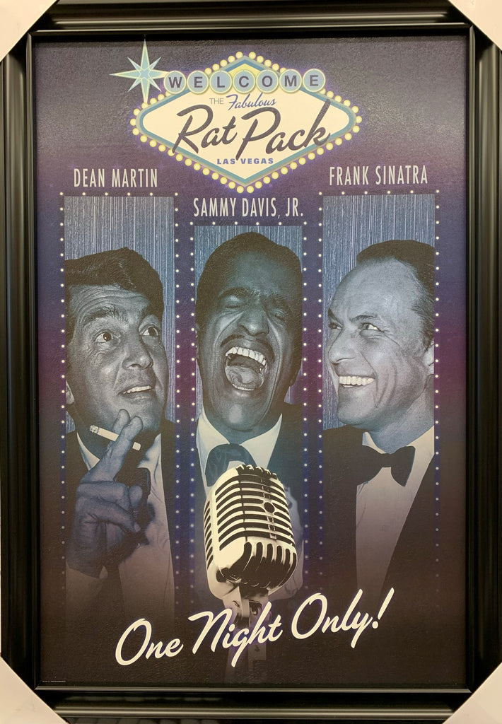 24"x36" Rat Pack - One Night Only in Las Vegas (Dean Martin, Sammy Davis Jr., Frank Sinatra).