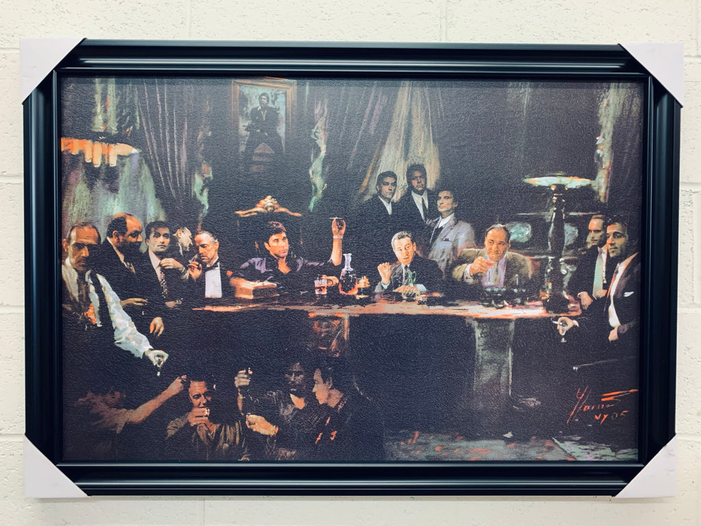 Gangster Last Supper by Ylli Haruni (The Godfather, Scarface, Sopranos, Goodfellas) - 24x36 Handmade Framed Print Wall Art Photo Poster Best Gift