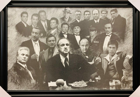 Gangster Collage - Scarface, Soprano, Godfather, Good fellas, Mafia - - 24x36 Handmade Framed Print Wall Art Photo Poster Best Gift