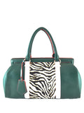 A1028 Large Faux Zebra Fur Genuine Leather Shopping Tote Clearance.