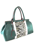 A1028 Large Faux Zebra Fur Genuine Leather Shopping Tote Clearance.
