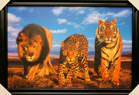 24"x36" Lion, Jaguar, and Tiger