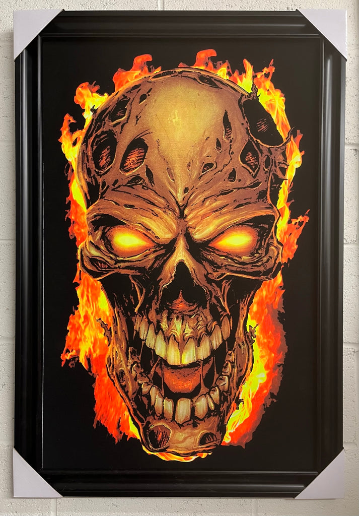 24"x36" Zombie Fire Skull By Flyland Designs