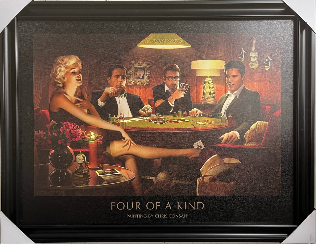 22"x34" FOUR OF A KIND - Painting By Chris Consani (Elvis Presley, Marilyn Monroe, Humphrey Bogart and James Dean)