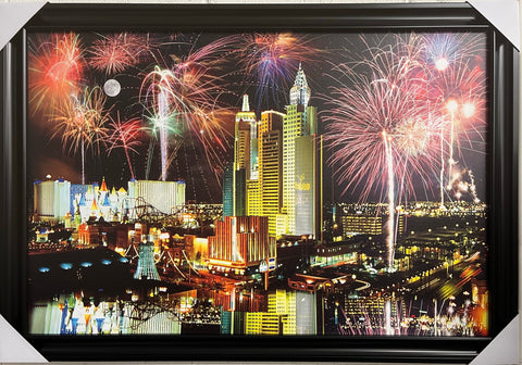 24"x36" Las Vegas Fireworks By William G. Hartshorn