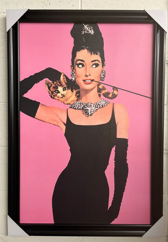 24"x36" Audrey Hepburn (Holly Golightly) Breakfast of Tiffany's with Cat