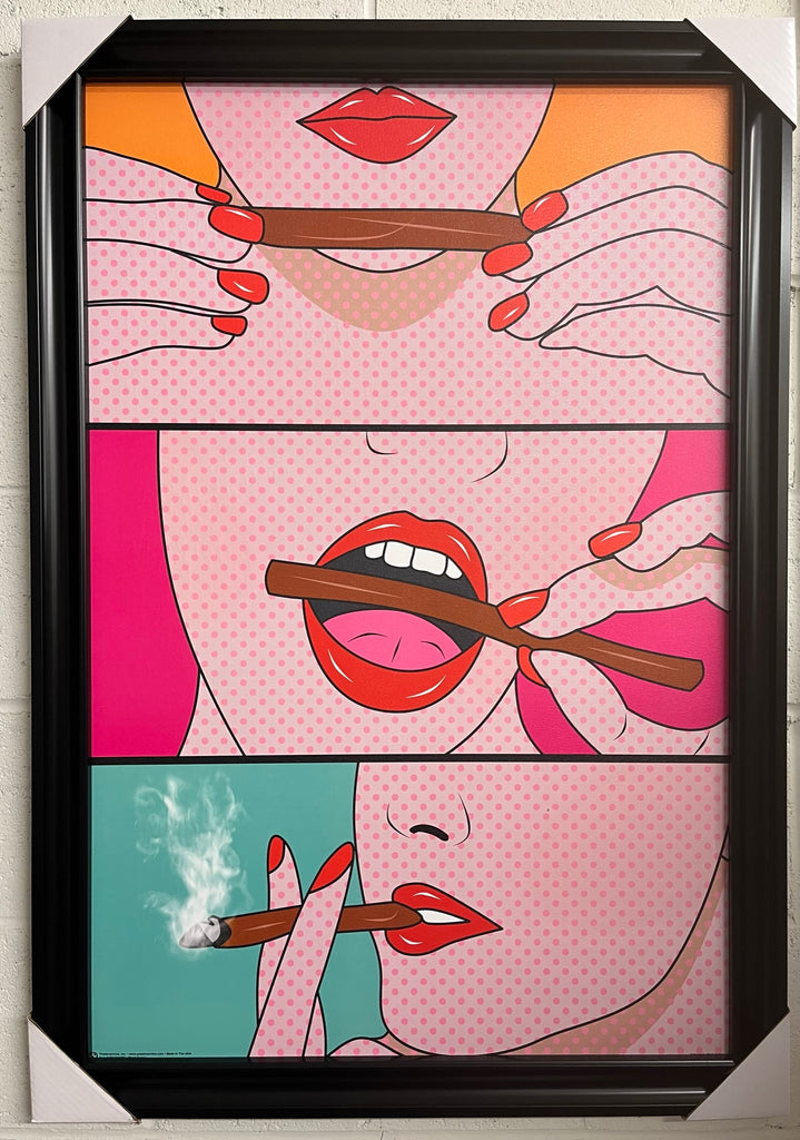 24"x36" Weed Marijuana Roll Lick Smoke - Girl with Red Lips & Nails