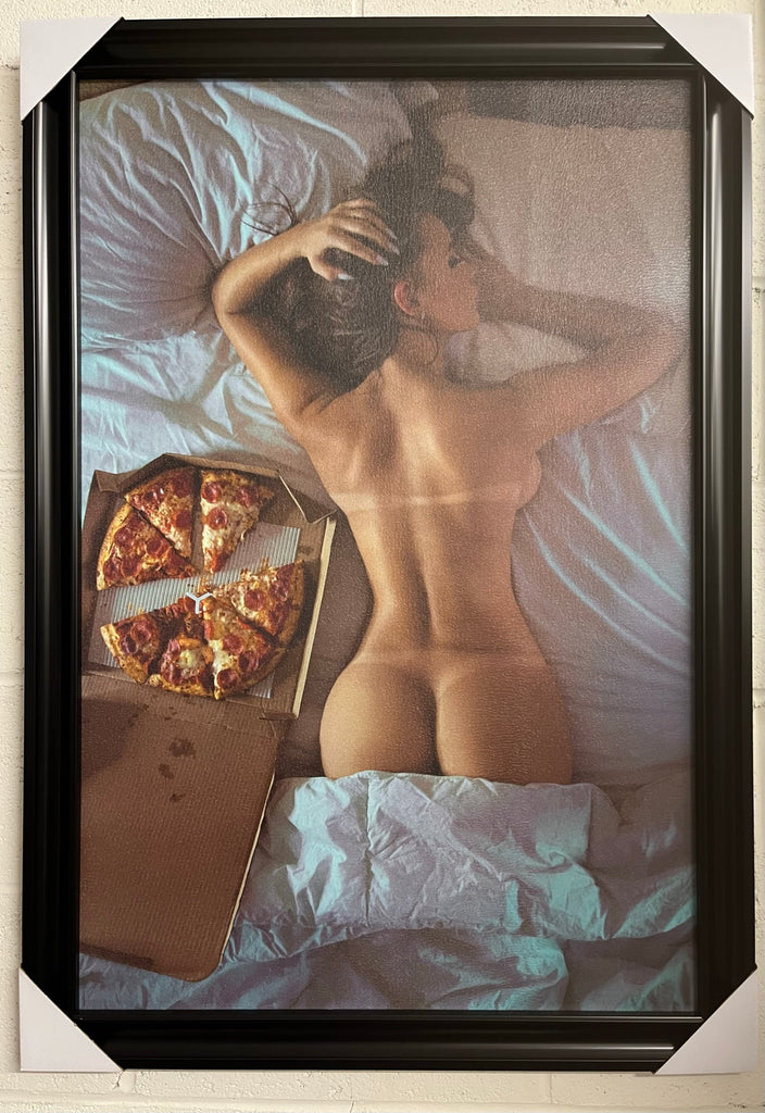 24"x36" Nude Girl with Pizza on Bed