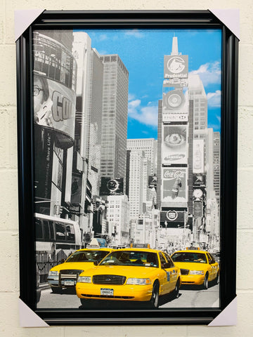 24"x36" Yellow Cabs in New York City Time Square