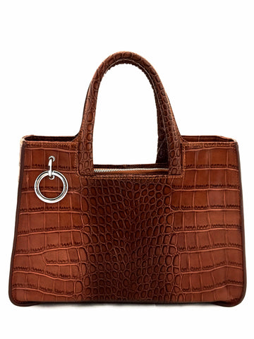 A1048 Alligator Embossed Genuine Leather Cross-body Shopping Tote SALE