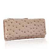 A4039 Chic Long Tri-fold Soft Ostrich Embossed Genuine Leather Wallet SALE.