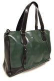 A5026 Large Two Tones Contrasting Genuine Leather Cross-body Travel / Duffel Shoulder Tote Handbag Clearance.