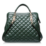 A5028 Classy Checker Genuine Leather Shoulder Shopping Tote Handbag SALE.