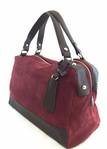 A5036 Two Tones Contrasting Genuine Suede Shopping Cross-body Satchel SALE