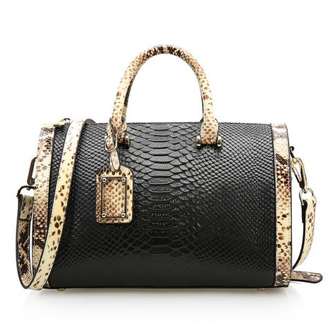 A5045 Chic Python Embossed Genuine Leather Cross-body Shopping Satchel Clearance