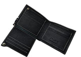 B7001 Black Short Classy Saffiano Genuine Leather Bi-fold Wallet SALE.