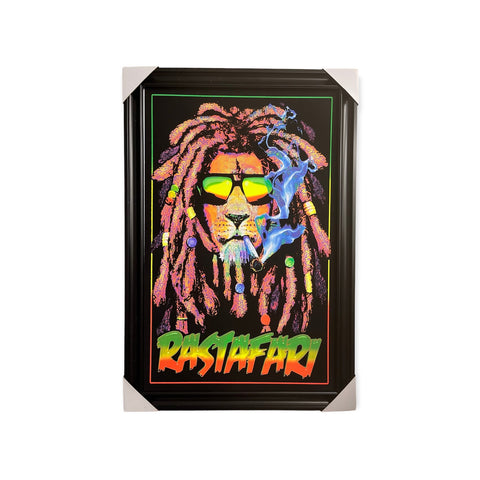 Rastafari Lion - 22"x34" Black light Framed Poster