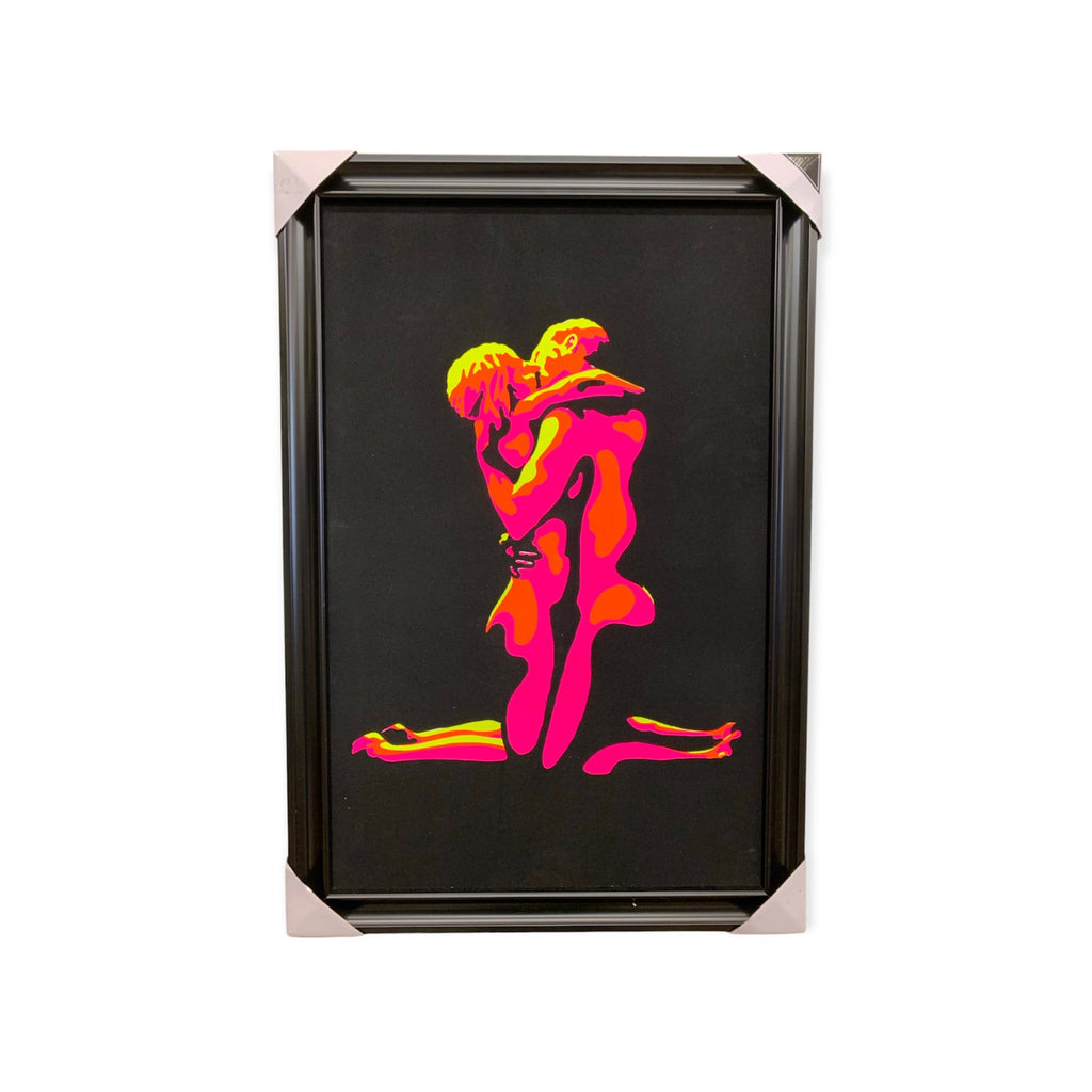 Psychedelic Couple Hug - 22"x34" Black Light Framed Poster