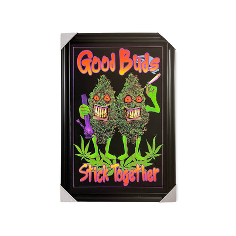 Good Buds Stick Together Pot Marijuana - 22"x34" Black Light Framed Poster