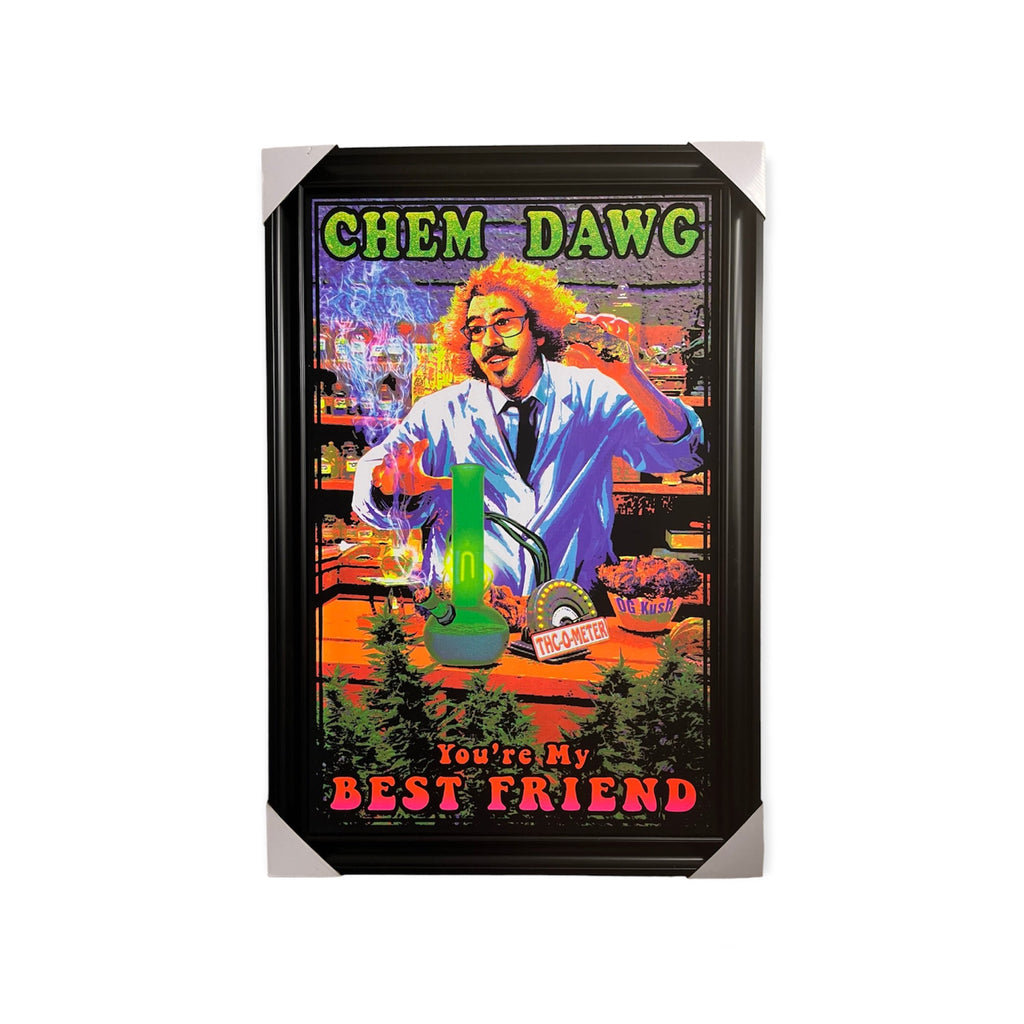 1974 Chem Dawg You're My Best Friend Weed Bud Kush - 22"x34" Black Light Framed Poster