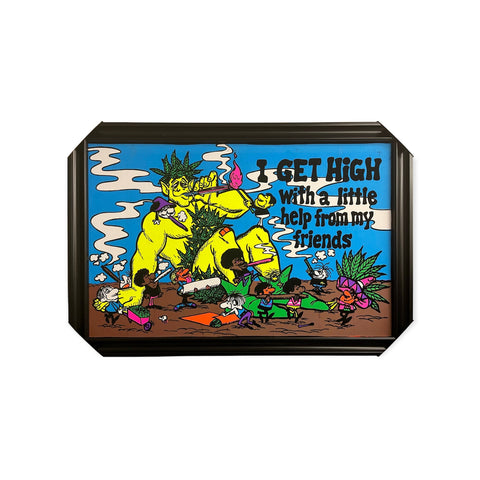 I GET HIGH with a little help from my friends - 22"x34" Black Light Framed Poster