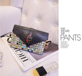C2006 Python Embossed Faux Leather Multicolor Rhinestone Wide Cross-body Cell Phone Clutch Purse SALE\.